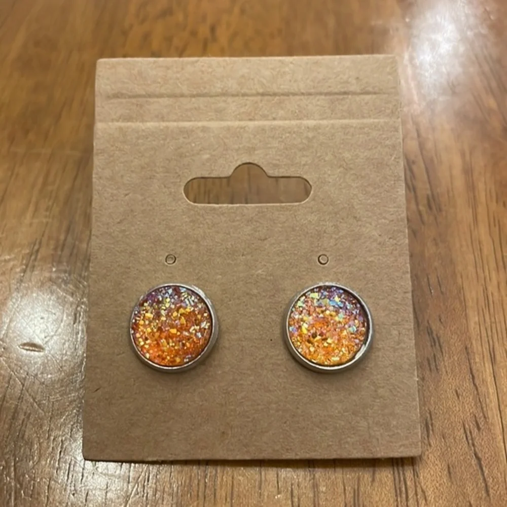 Orange 12 mm stud earrings